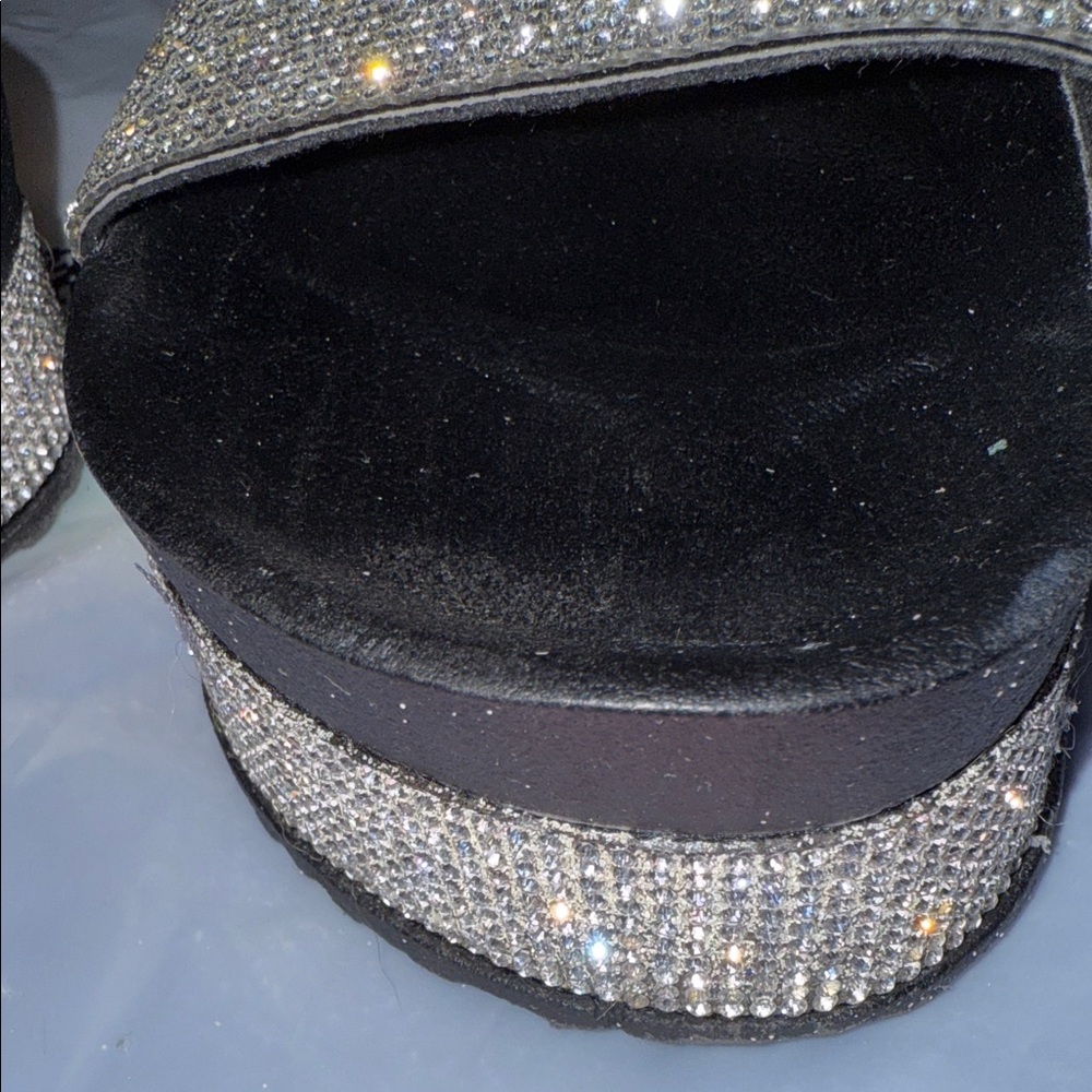 Elegant Silver Rhinestone Slide Sandals - Picture 13 of 16
